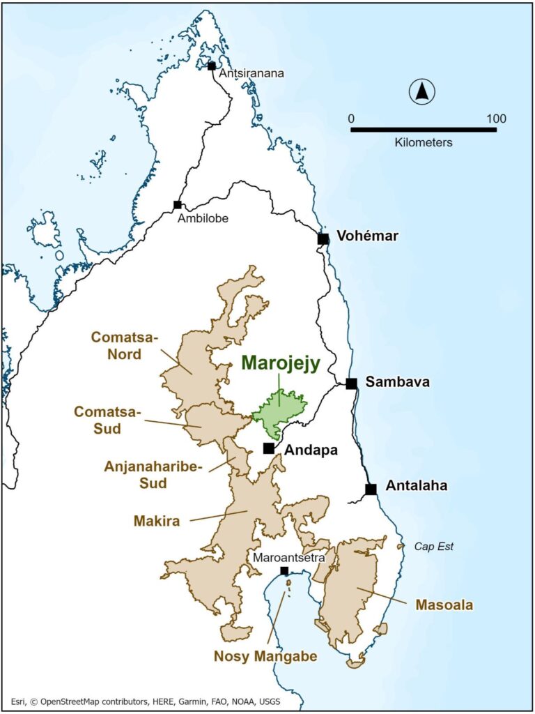 Map of the nationally protected areas in the SAVA Region of northeastern Madagascar