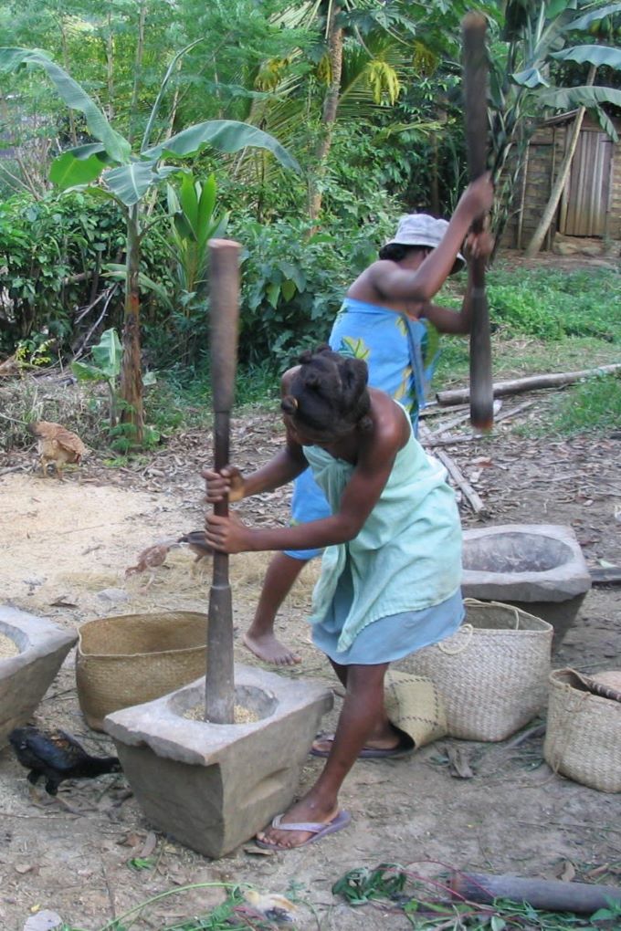 Pounding rice